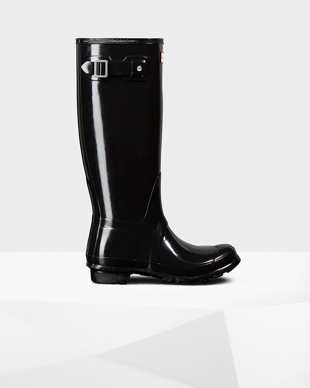 Womens Hunter Original Gloss - Tall Rain Boots Black - 6153-XIHDL